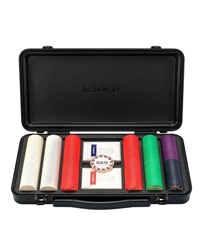 Slowplay Nash Set Da Poker, 300 Fiches In Ceramica[Con Valore], 10G|Poker Chips Professionali Per Texas Holdem, Senza Valore| Valigetta Poker Di Alta 