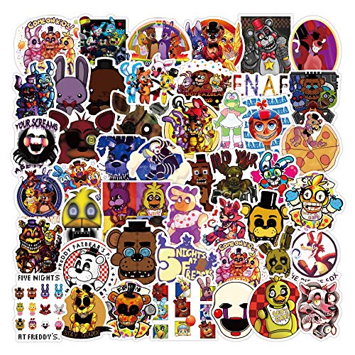 Lanseede 50 Pezzi Five Nights At Freddy'S Stickers Adesivi Impermeabili In Vinile Per Laptop, Paraurti, Skateboard, Bottiglie D'Acqua, Computer, Telef
