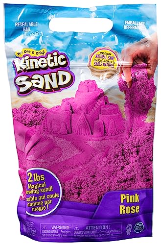 Spin Master Kinetic, 2Lb. Pink Play Sand, Moldable Sensory Toys, Resealable Bag, Holiday & Christmas Gifts For Kids Ages 3 907 G, Colore Sacchetto Ros
