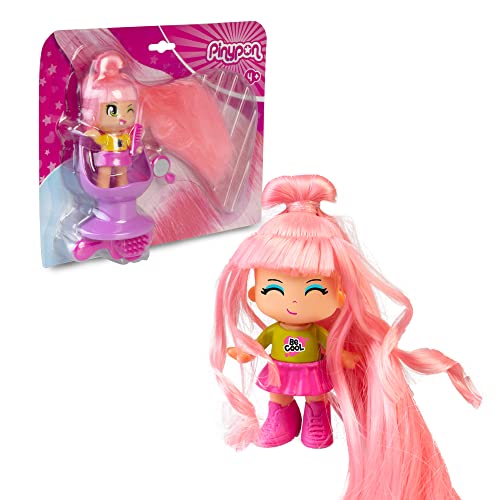 Pinypon Capelli Rosa, Personaggio Con Capelli Lunghi, Con 1 Sedia E 3 Accessori, Per Bambini Dai 4 Anni, Famosa, Pny32100
