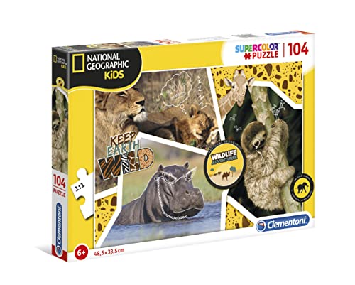 Clementoni- Wildlife Adventurer Disney Princess Puzzle Da 104 Pezzi, Multicolore, 27143