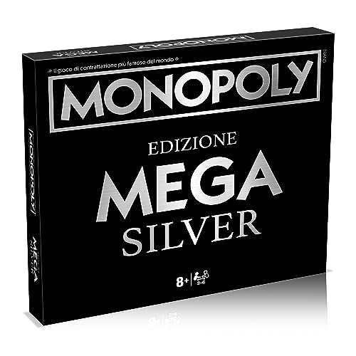 Winning Moves Mega Monopoly Edizione Black E Silver, Gioco Da Tavolo, Edizione Italiana, 6 Giocatori
