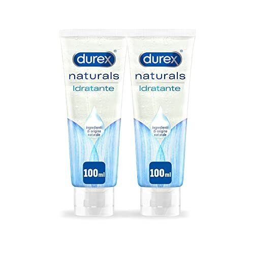 Durex Naturals Gel Lubrificante intimo 100ml x2, con Acido Ialuronico, 200 ml