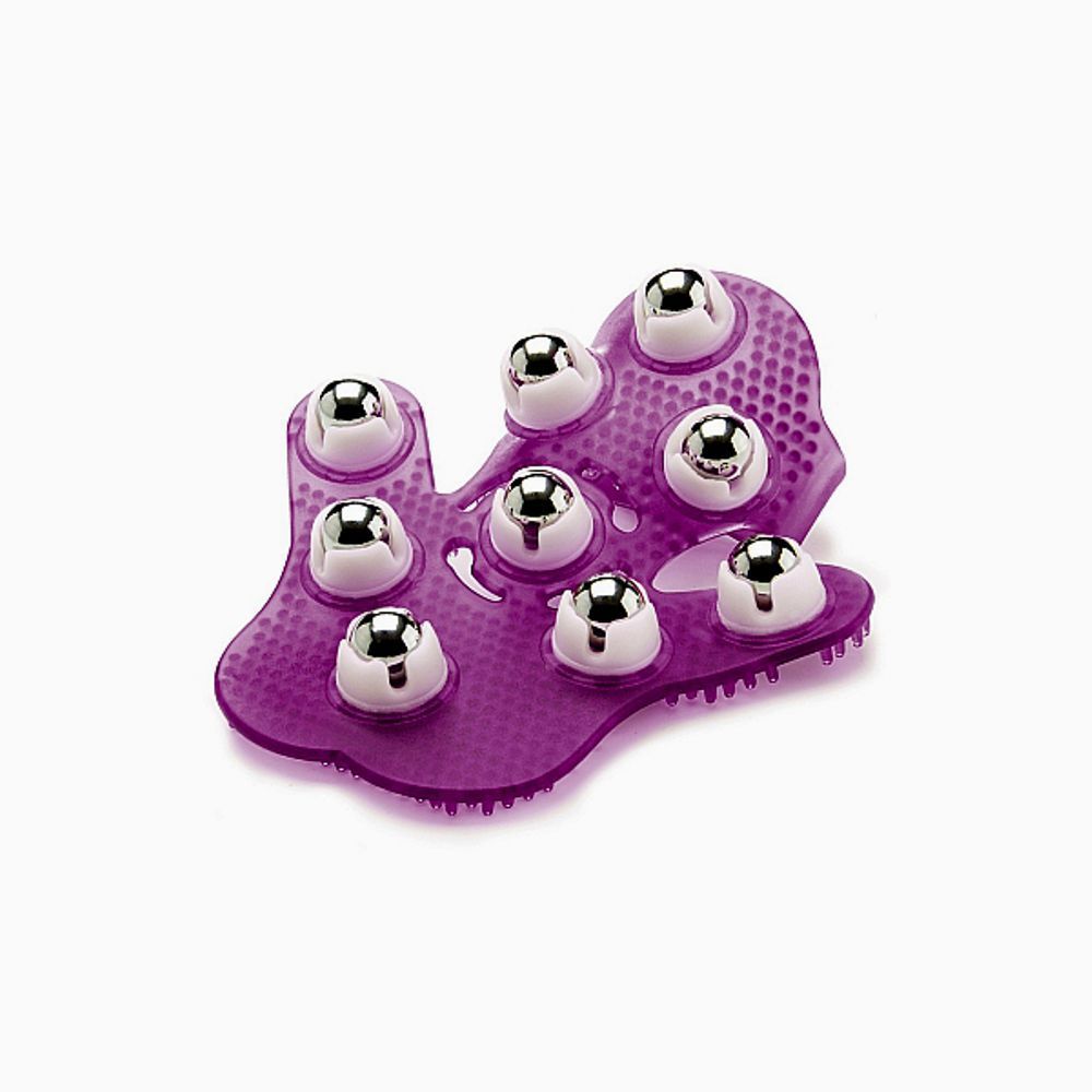 TOU072PUR MASSAGE GLOVE GUANTO DA MASSAGGIO pvc viola RULLI metallo cromato