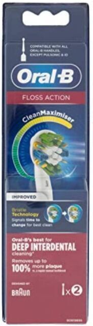 2X Oral-B Floss Action CleanMaximiser Testine di Ricambio Per Spazzolino Elettri