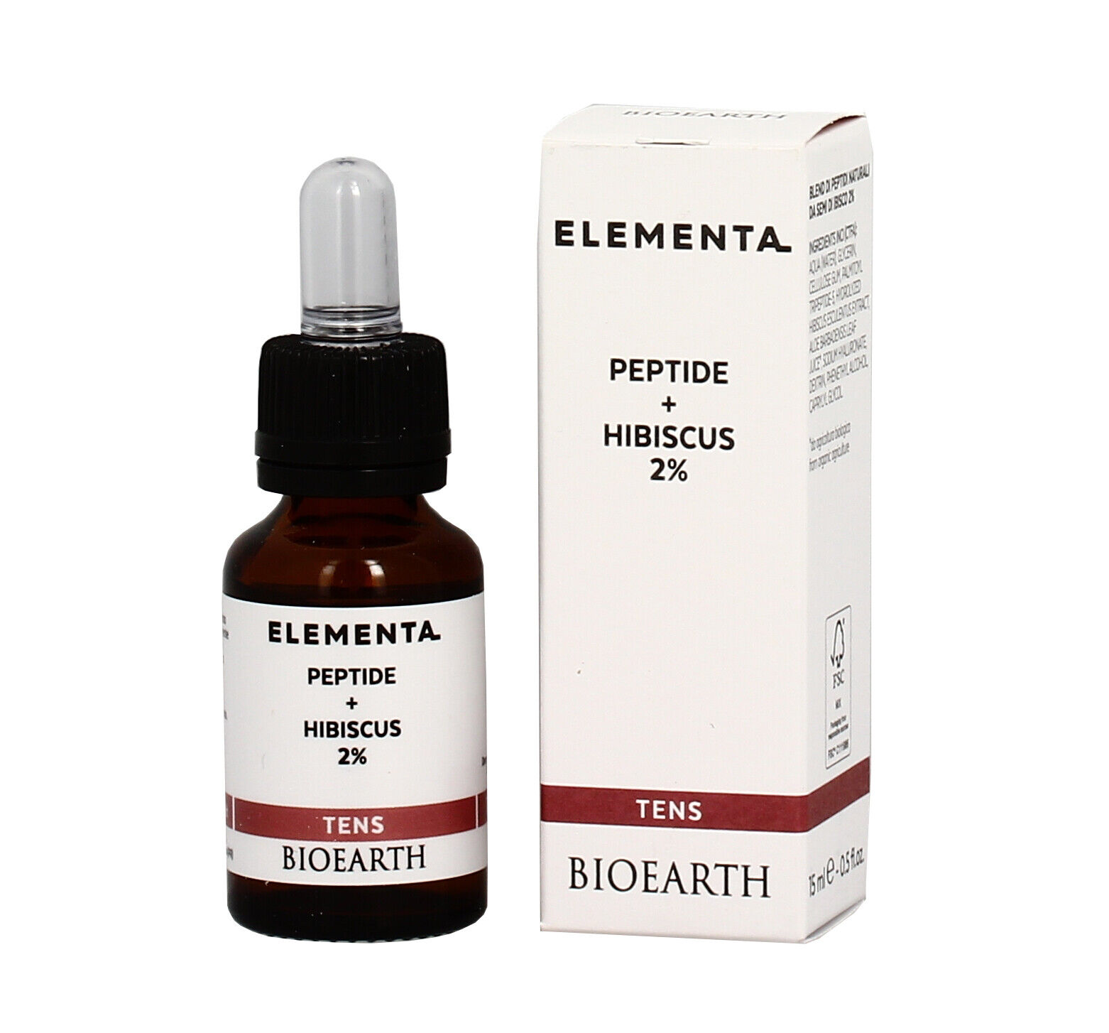 Bioearth ELEMENTA Booster Viso PEPTIDE + HIBISCUS 2% Effetto Tensore Bio 15 ml M