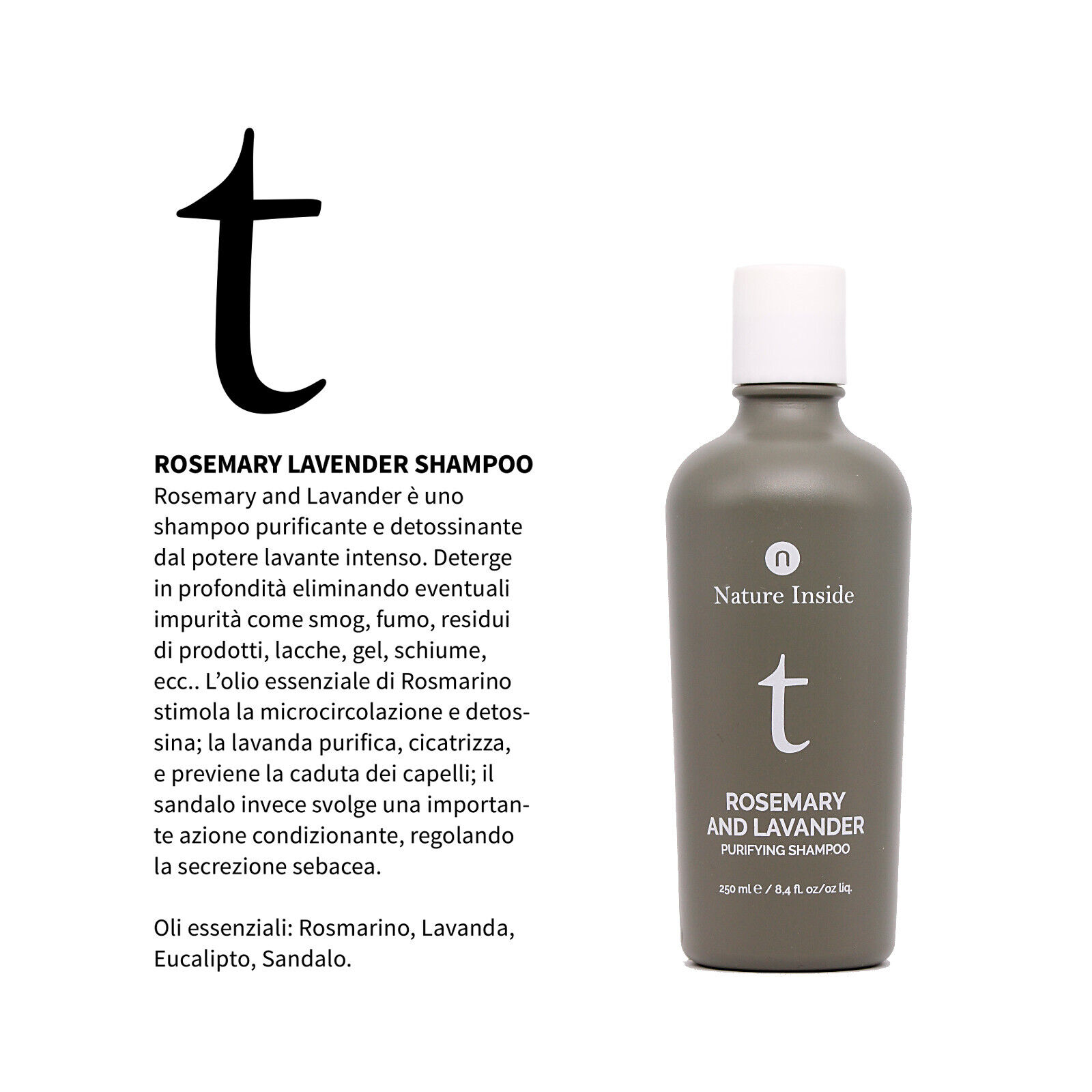 Naturalmente Shampoo Nature Inside Rosmarino e Lavanda - Purificante - 250ml