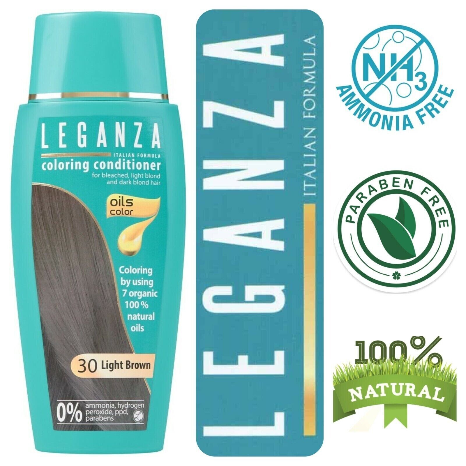 Leganza Balsamo Colorante Naturale per Capelli Marrone Chiaro  Nº30
