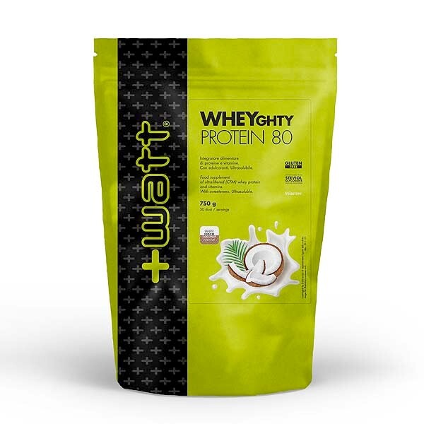 WHEYghty Protein 80 - Watt. Proteine del latte concentrate da 750g. Cocco