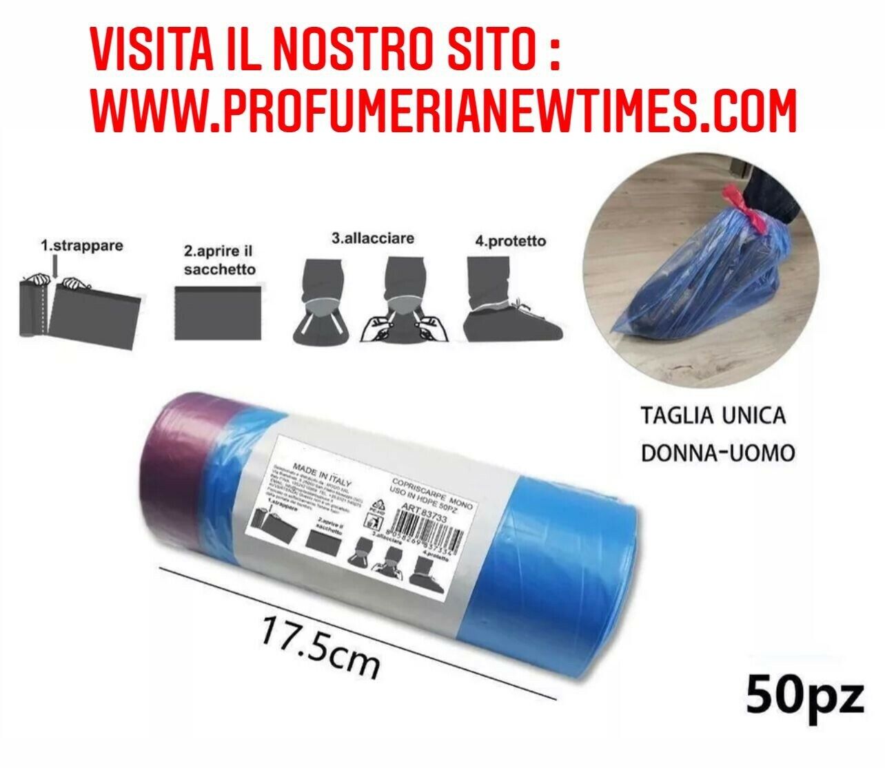 COPRISCARPE 50 PEZZI SOPRASCARPA MONOUSO CALZARI BLU 25 PAIA. NUOVI