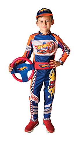 Ciao Hot Wheels Tuta Pilota Race Team Costume Travestimento Bambino Originale (Taglia 8-10 Anni) Con Volante In Foam