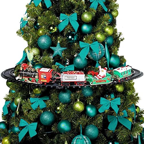 Bakaji Trenino Natalizio Con Supporto Per Centro Albero Treno Elettrico Locomotiva Con Luci 3 Vagoni Decorazioni Di Natale Diametro 89Cm Giocattolo Ba