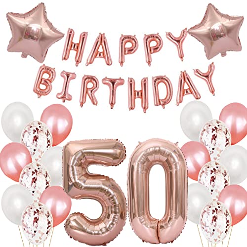 50. Decorazione Di Compleanno In Oro Rosa Per Ragazze, Decorazione Di Compleanno Per Bambine 50 Anni, 50° Compleanno, Decorazione Oro Rosa Per Ragazze