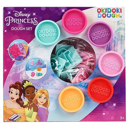 Disney Princess - Okidoki Dough Set - Argilla Da Modellare - 6 Colori Pasta Modellabile (6 X 50 Grammi)