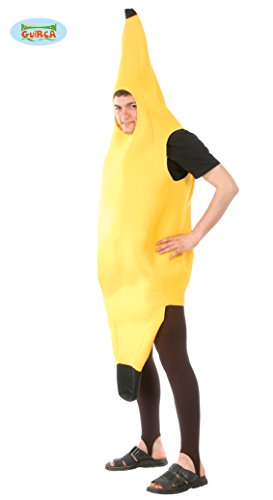 Guirca- Costume Da Banana-Adulto, Colore Giallo, 80407
