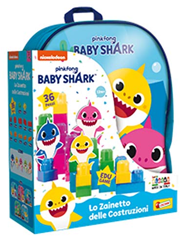 Liscianigiochi- Pinkfong Shark Zainetto Costruzioni Baby, Da 1 Anno In Su', 36 Pezzi, 83770