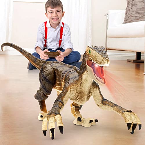 Fruse Dinosauri Giocattolo Telecomandato, Camminando E Ruggendo Dinosauro Giocattolo Realistici Con Suoni Ruggenti E Luce Led,Dinosauro Robot Regalo P
