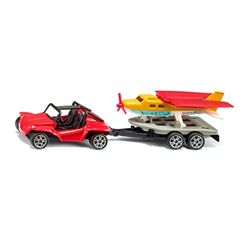 Siku 1696, Buggy Con Aereo Sportivo, Set Giocattolo, Metallo E Plastica, Rosso E Giallo, Con Rimorchio, Ruote In Gomma, Ali Dell'Aereo Pieghevoli