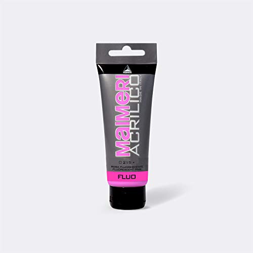 Maimeri- Unidad 200 Ml Acrilico Rosa Fluorescente Tubo 200Ml, Multicolore, C-M0924215