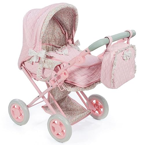 Diset-Cucchio Con Ruote Pelle Rosa Fiore Peq. (37 X 65 X 44 Cm) Passeggino Per Bambole, Multicolore, 65076