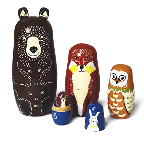 Hycles Matrioska Russa Per Bambini 5 Pezzi - Animali Cani Matrioska Giocattolo Nesting Dolls Marchio Di Matrioska Bambola Matrioska Russa Giocattolo R
