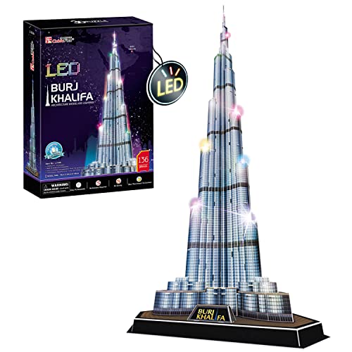 Puzzle 3D - Burj Khalifa Led Cityline | Puzzle 3D Regalo Bambino 8 Anni | Puzzle 3D Per Adulti E Puzzle 3D Per Bambini | Modellini Da Costruire | Gioc