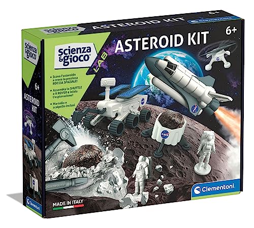 Clementoni- Scienza Lab-Asteroid Scientifico 7 Anni, Kit Di Scavo, Shuttle Nasa, Laboratorio Esperimenti, Gioco Tema Spazio, Scavare E Assemblare-Made
