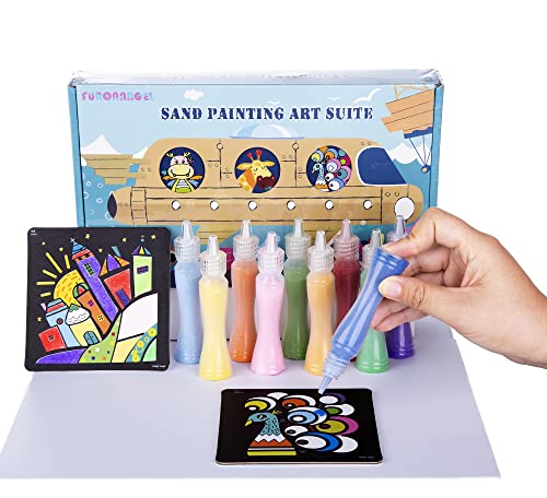 Berry President 10 Confezioni Di Carte Da Pittura Con Sabbia Art Kids Coloring Kit Fai Da Te Con 10 Bottiglie Di Sabbia Colorata Per Bambini