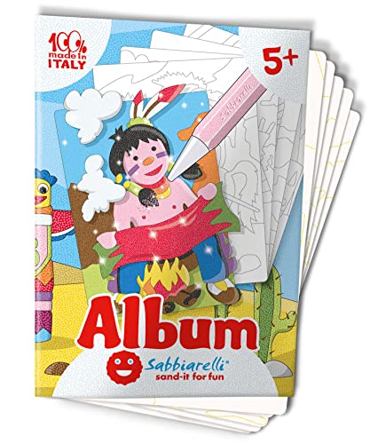 Sabbiarelli Sand-It For Fun - Album Gli Indiani D'America: 5 Disegni Da Colorare Con La Sabbia (Non Inclusa), Gioco Per Bambini Anni 5+