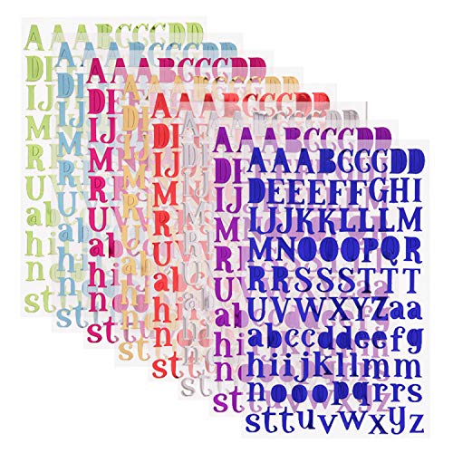Simuer 8 Fogli Adesivi Con Lettere Dell'Alfabeto Autoadesivi Divertenti Adesivi Decorativi Per Biglietti Di Auguri, 8 Colori