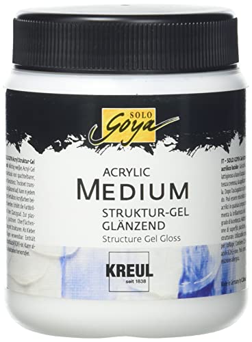 Kreul 87105 - Solo Goya Acrylic Medium Vasetto Da 250 Ml Gel A Struttura Lucida Consistenza Cremosa, Applicabile Con Una Spatola Trasparente E Lucido