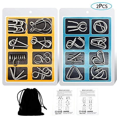 Ygzn Metal Wire Puzzle Set Di 16, Rompicapo In Metallo Torsione Puzzle Game 3D-Perfetto Classico Giocattolo Educativo Intelligenza Per Adulti E Bambin