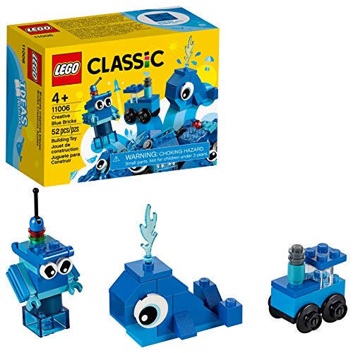 Lego 11006 Classic Mattoncini Blu Creativi, Giochi Educativi Per Bambini Di 4+ Anni, Con Balena, Treno E Robot Giocattolo