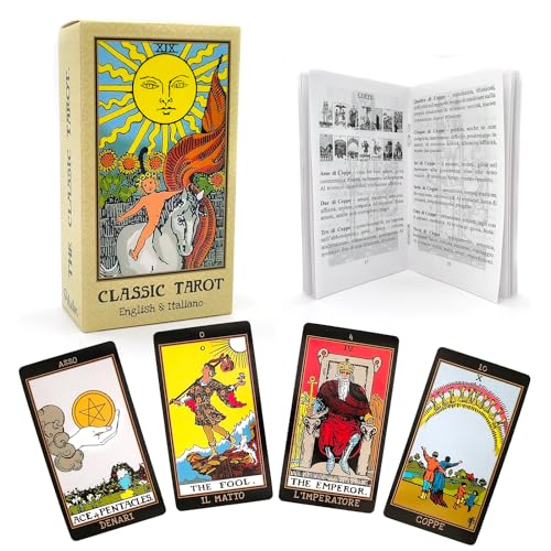 Pelucton Tarocchi Carte Italiano Con Manuale Per Principianti, Tarocchi Classici Con Numeri Moderni E Nomi Delle Carte In Italiano E In Inglese.
