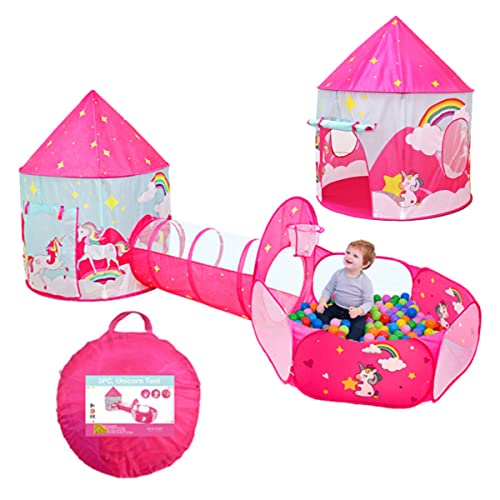 Benebomo Pop-Up Tenda Da Gioco Per Bambini,Set Tenda Per Bambini 3-In-1 Pieghevole Casa Unicorno,Tunnel Della Fossa Della Palla Casetta Dei Giochi Per