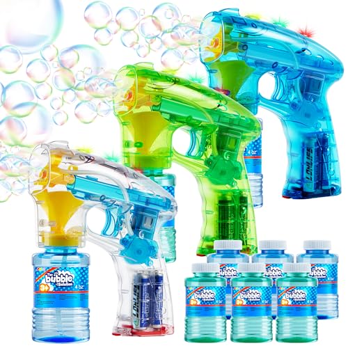 Joyin 3 Bolle Pistole Bubble Blaster, Forniture Per Feste A Led Blaster Machine Blaster, Giocattolo Estivo, Attività All'Aperto, Regalo Di Compleanno,