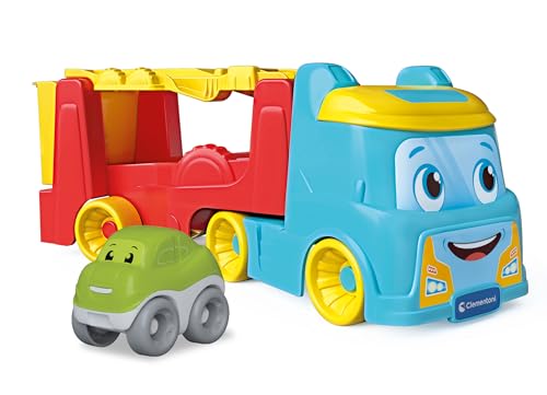Clementoni - Camion Giocattolo Per Bambini, Tumbling Car Transporter In Plastica Riciclata Con Camion Trasportatore, Pista Per Auto E Macchinina, Gioc