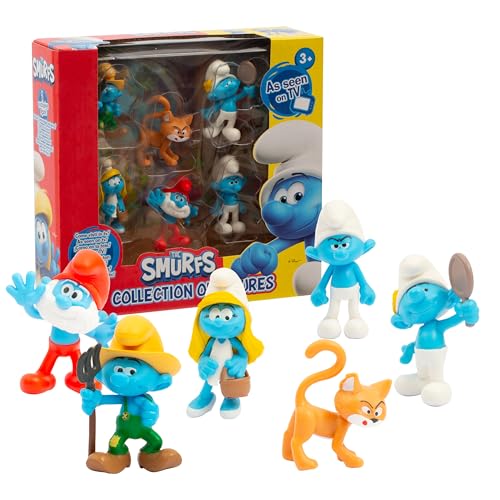 Giochi Preziosi I Puffi - Set Composto Da Contadino, Brontolone, Grande Puffo, Puffetta, Vanitoso E Il Personaggio Esclusivo Birba Da 5,5 Cm, Per Bamb