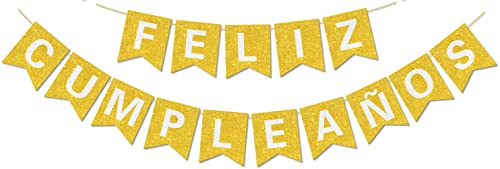 Striscione Feliz Cumpleaños Pre-Infilato - No Fai Da Te - Con Lettere Lucide Striscione Feliz Cumpleaños Glitterato Per Decorazioni E Forniture Per Fe