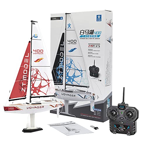 Playstem Voyager 400 Rc Controlled Wind Powered Sailboat In Red - 26" Tall