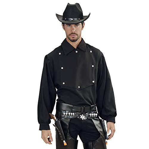 Widmann - Camicia Da Cowboy, Nera, Costume Western, Rodeo, Costumi Di Carnevale
