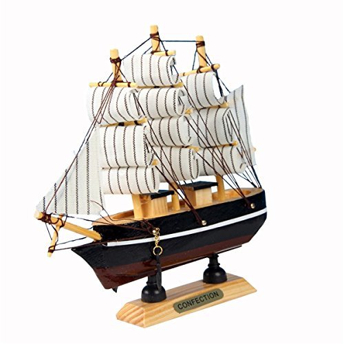 Modello Barca A Vela In Legno, 24 Cm, Decorazione Per La Casa, Stile Mediterraneo, Per Regali E Decorazioni Da Scrivania (Colore Casuale)