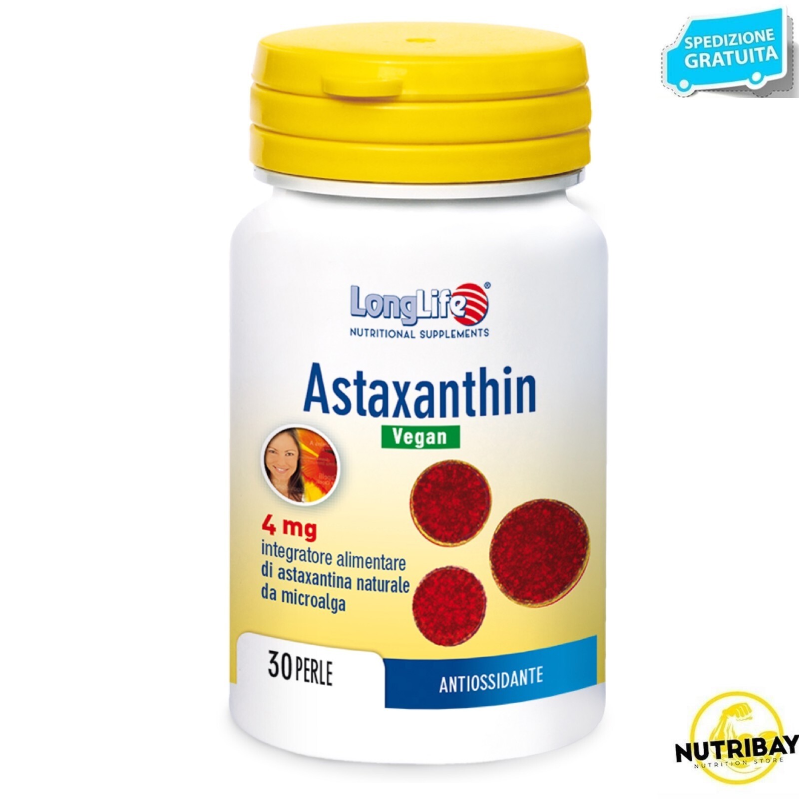 LONG LIFE ASTAXANTHIN VEGAN 30 perle INTEGRATORE DI ASTAXANTINA