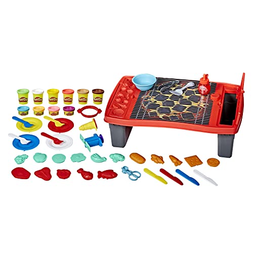 Nerf Kitchen Creations, Super Barbecue, Griglia Giocattolo Per Bambini Con 40 Pezzi, Stucco Play-Doh Atossico E 10 Colori, E87425L0 [Esclusivo Amazon]