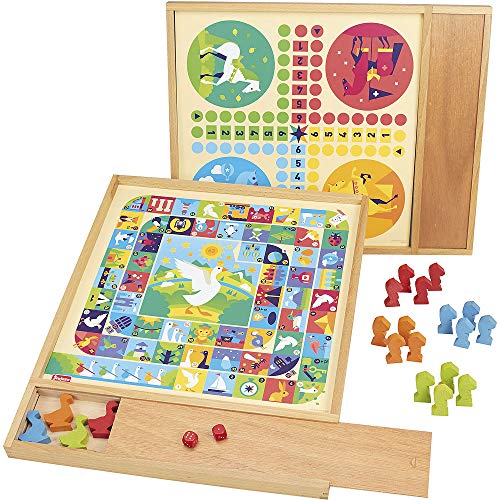 Jeujura - Giochi Dell'Oca E Piccoli Cavalli - Giochi Da Tavolo - 4 Oche - 16 Cavalli - 2 Già - A Partire Dai 3 Anni - Libretto Di Regola - Vassoio In