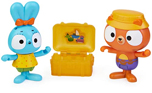 Brave Bunnies, Set 2 Personaggi Coniglietto E Amico Confezione Con Forziere E Con I Personaggi Di Boo E Tiger, Accessorio Forziere Del Tesoro E Mappa,