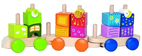 Hape E0417 Fantastia Train - Wooden Building Blocks Train