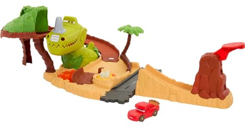 Mattel Disney Pixar Cars On The Road - Set Parco Dei Dinosauri, Playset Con Macchinina Saetta Mcqueen, Un Dinosauro E Azione Attivabile, Giocattolo Pe
