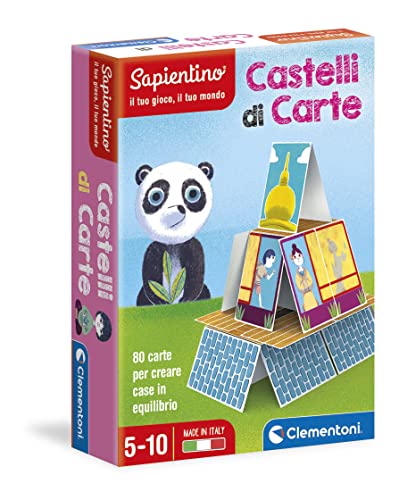 Clementoni 16241, Sapientino, Castelli Di Carte, Gioco Educativo 6 Anni Con Tessere Illustrate, Carte Da Gioco Bambino Per Creare Castelli In Equilibr
