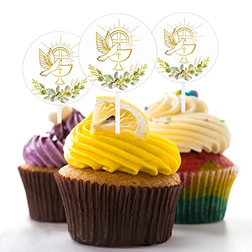 Betessin 24 Pz Cake Topper Comunione Calice Topper Torta Battesimo Topper Decorazione Torta Cresima Santo Graal Croce Per Prima Comunione Bomboniere B